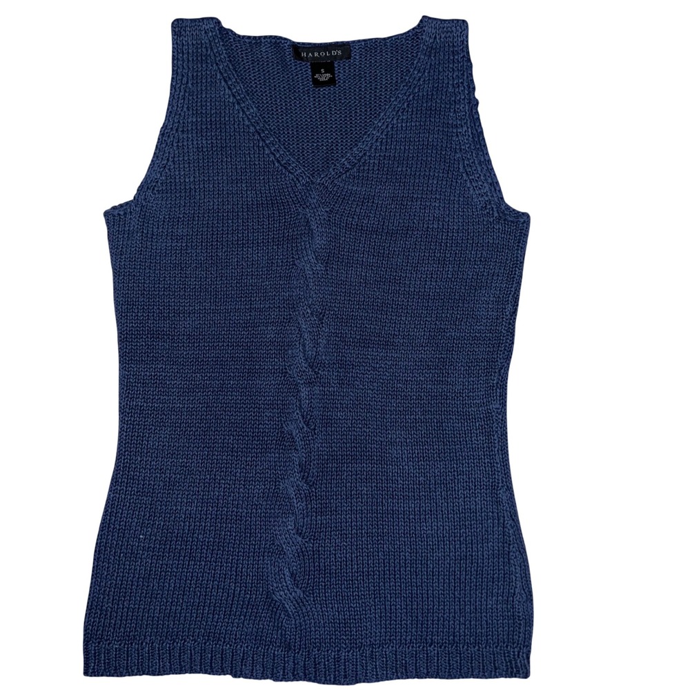EUC Linen Cotton Knit V-Neck Cable Front Sweater Classic Upscale aesthetic Class